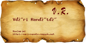 Vári Renátó névjegykártya